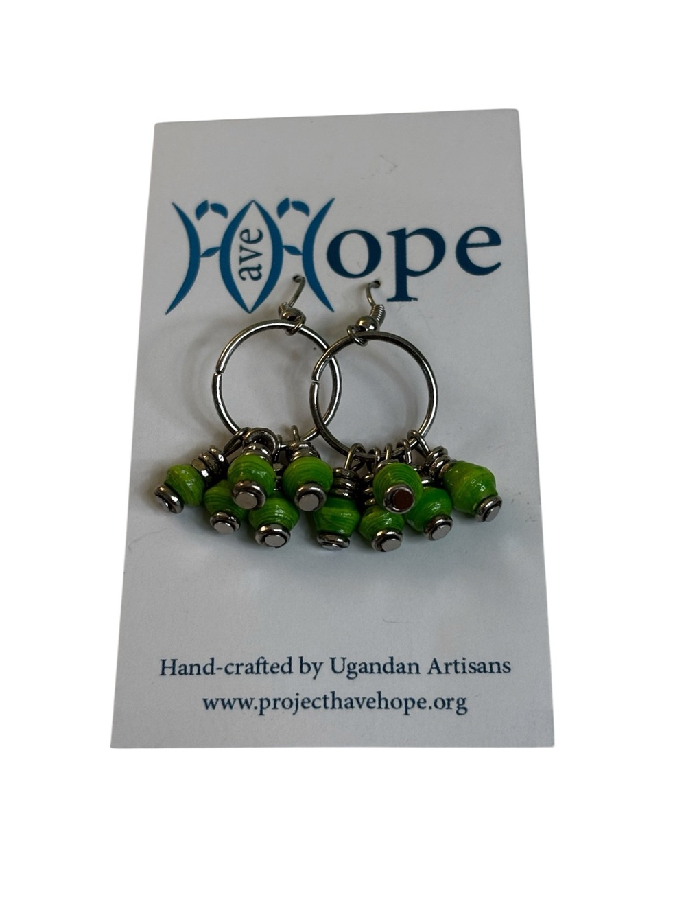 Handcrafted Beaded Open Hoop Dangle Earrings. Available in 3 colors.